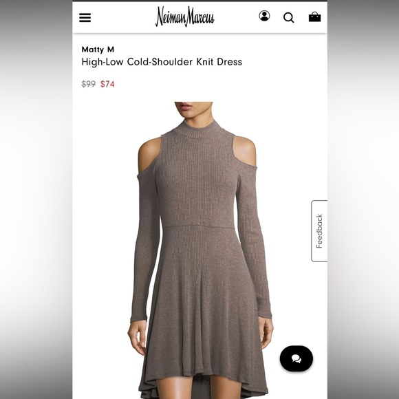 Matty M Cold Shoulder High Low Sweater Dress - Picture 8 of 8